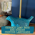 Ceramic Lamp Base and Screen Printed Lampshade image 0