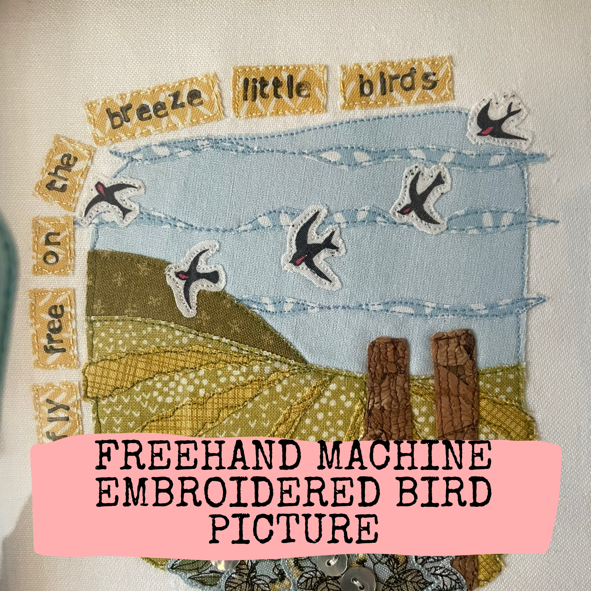 Freehand Machine Embroidered Bird Picture image 2