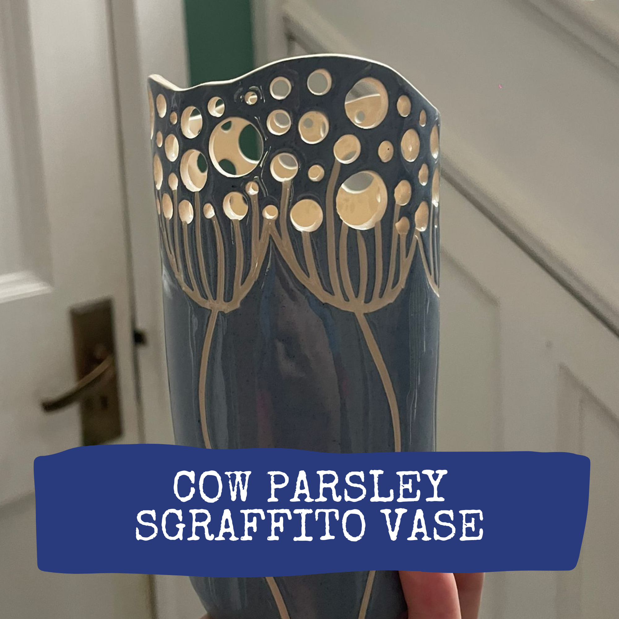 Cow Parsley Sgraffito Vase