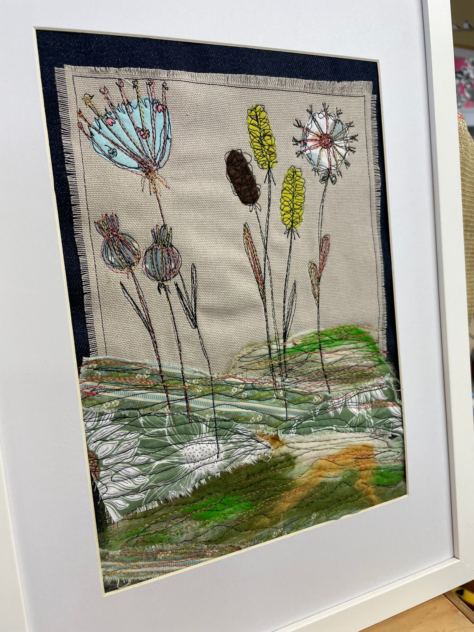 Freehand Machine Embroidered Flower Picture image 1