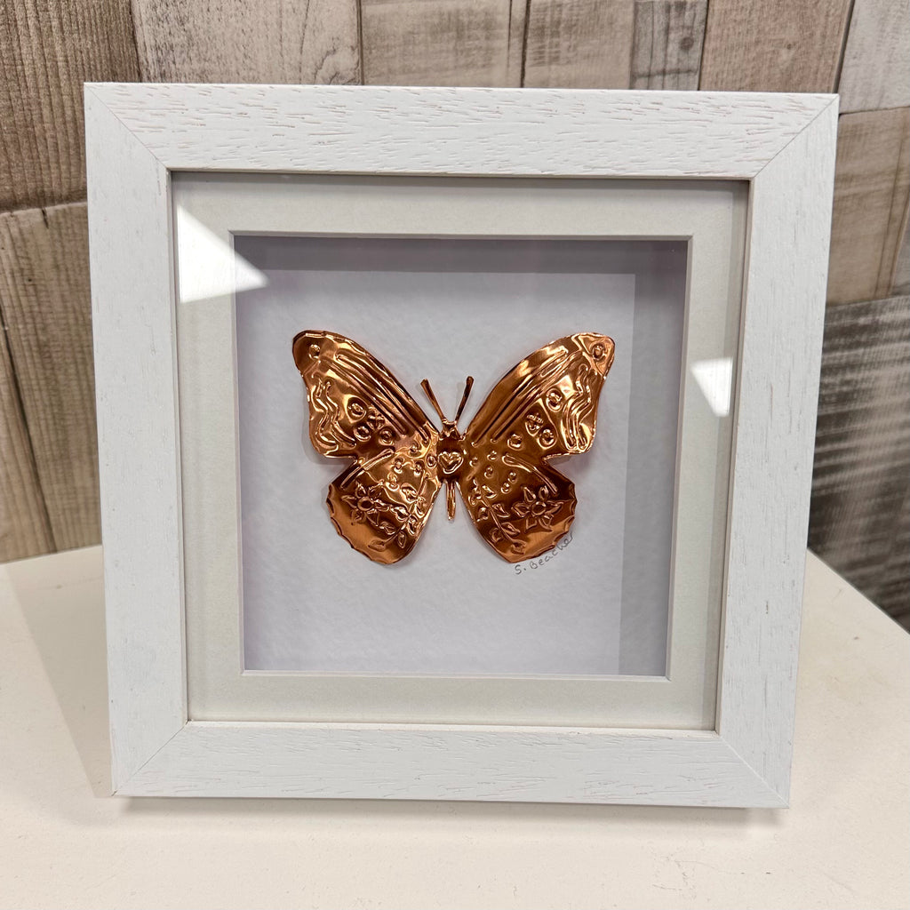 Framed Embossed Copper Bee or Butterfly