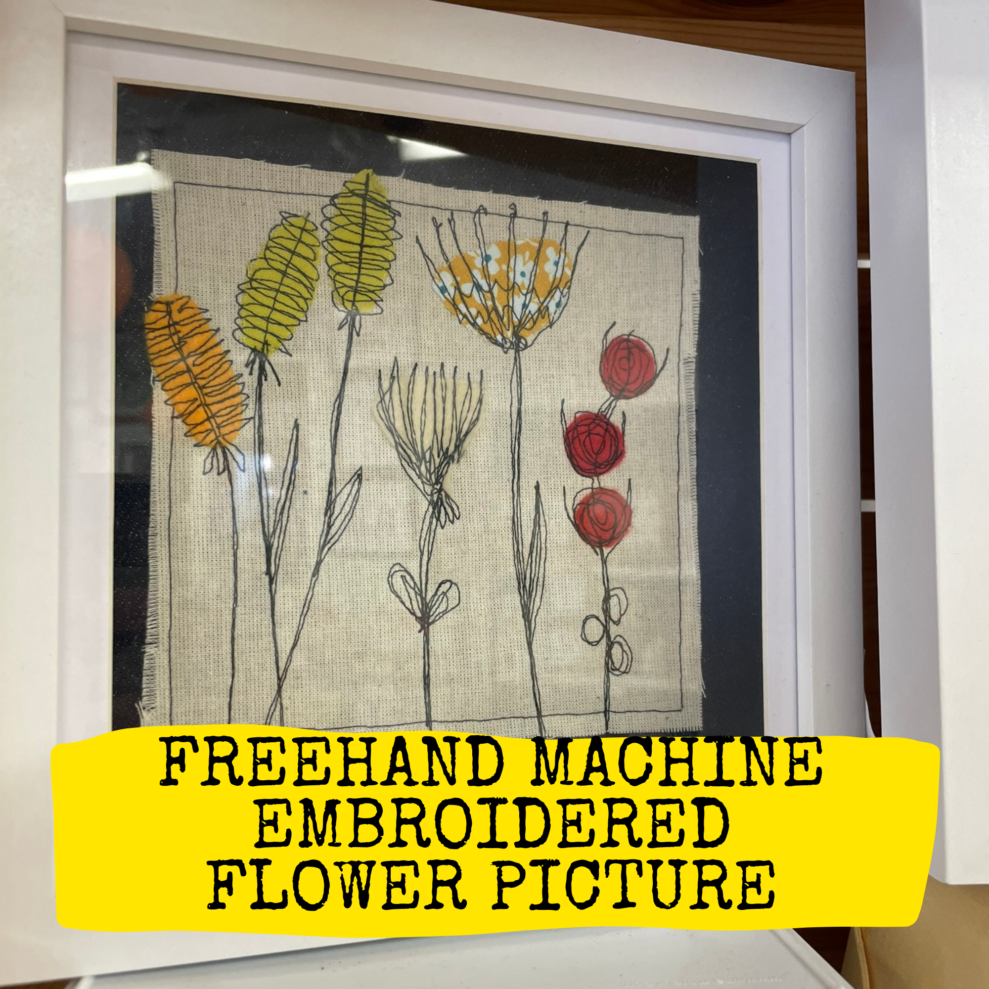 Freehand Machine Embroidered Flower Picture image 0