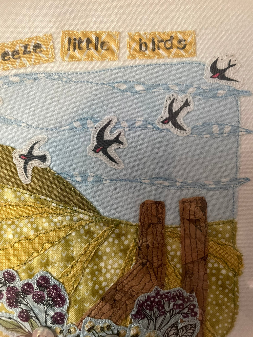 Freehand Machine Embroidered Bird Picture image 3
