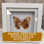 Framed Embossed Copper Bee or Butterfly